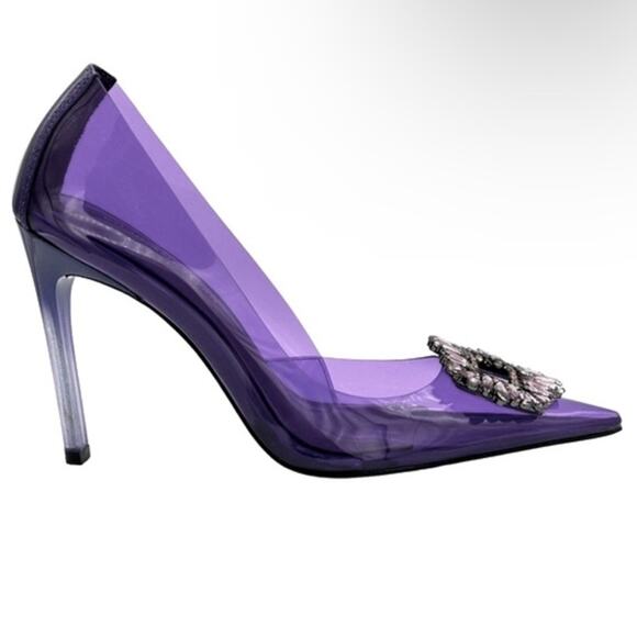 Good American CINDER-F*CKING-RELLA PUMP Heels Purple Size 6.5 NIB - Picture 3 of 11